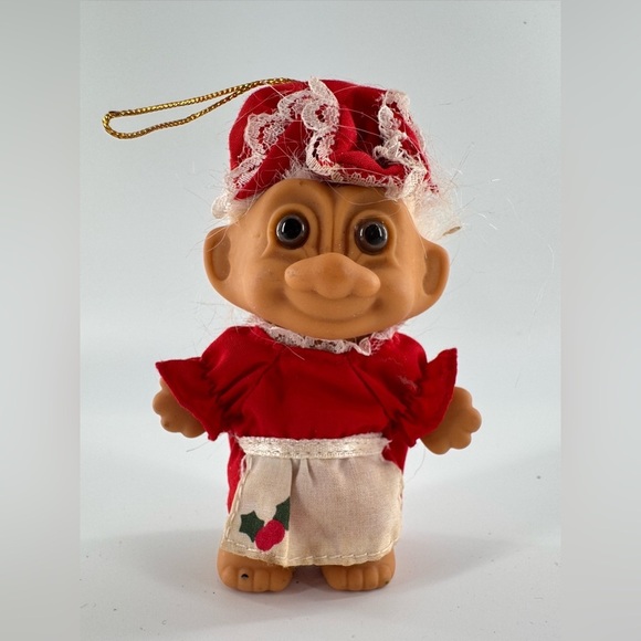 Other - Vintage RUSS Troll Doll Christmas Holiday Mrs. Claus Santa 4" With Sticker